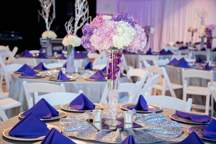 purple decorations for quinceanera