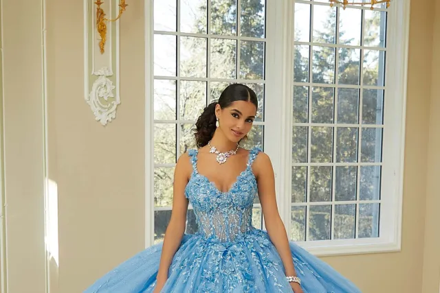 elegancia formal wear blue quinceanera dress